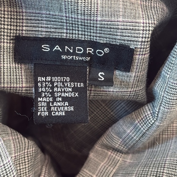 Sandro plaid belted safari jacket size small - Picture 8 of 9